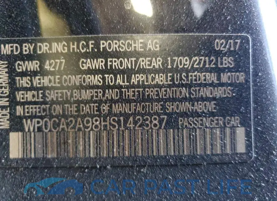 WP0CA2A98HS142387# 10