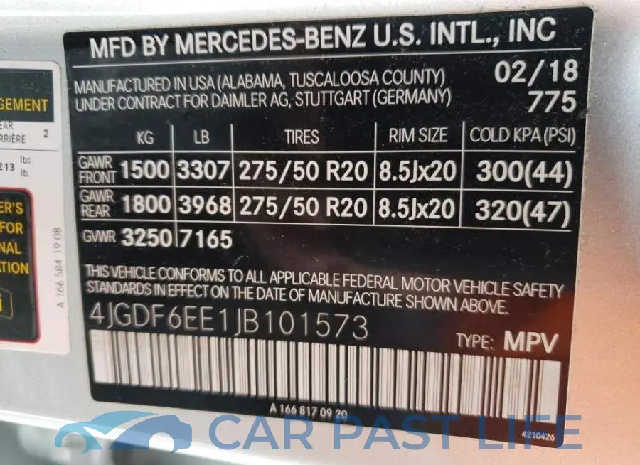 4JGDF6EE1JB101573# 10