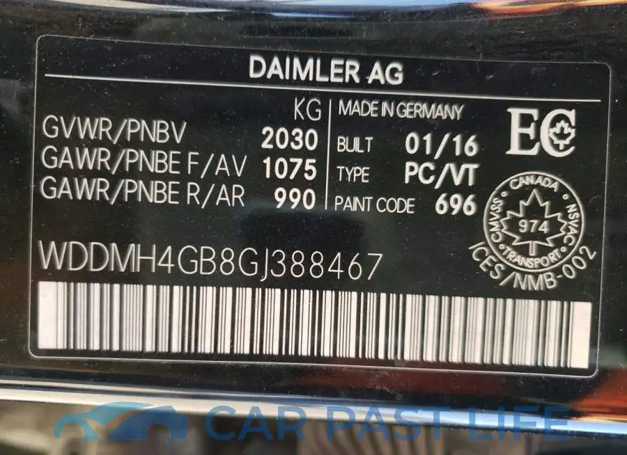 WDDMH4GB8GJ388467# 10