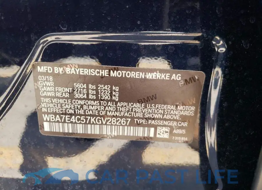 WBA7E4C57KGV28267# 10