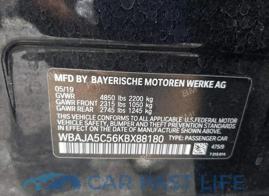WBAJA5C56KBX88180# 10