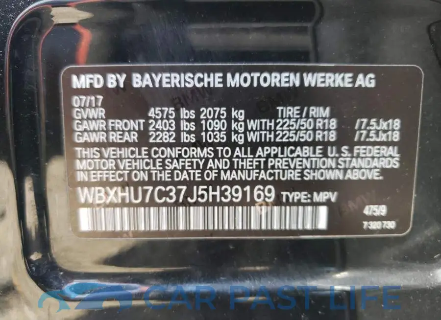 WBXHU7C37J5H39169# 10
