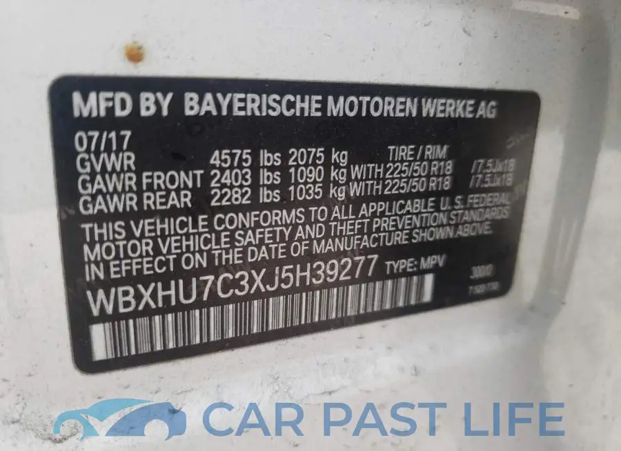 WBXHU7C3XJ5H39277# 10