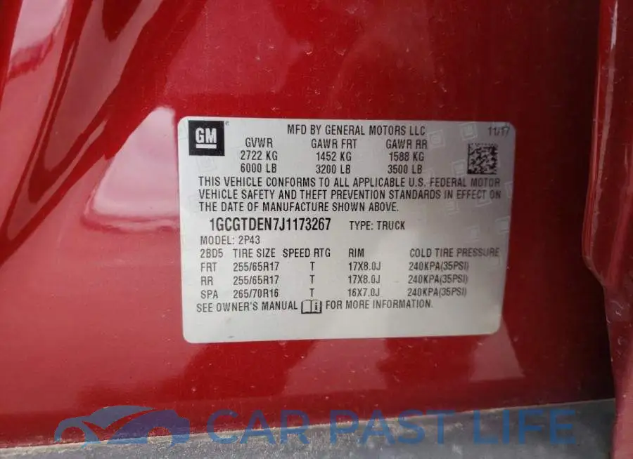1GCGTDEN7J1173267# 6
