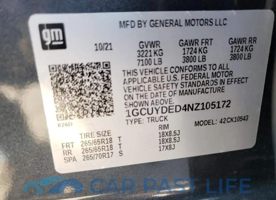 1GCUYDED4NZ105172# 10
