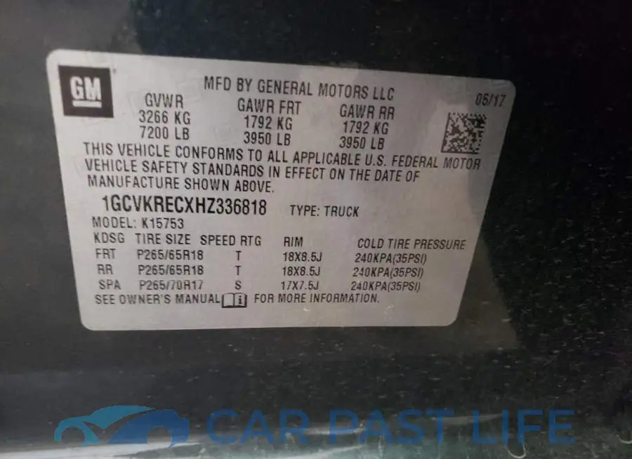 1GCVKRECXHZ336818# 10