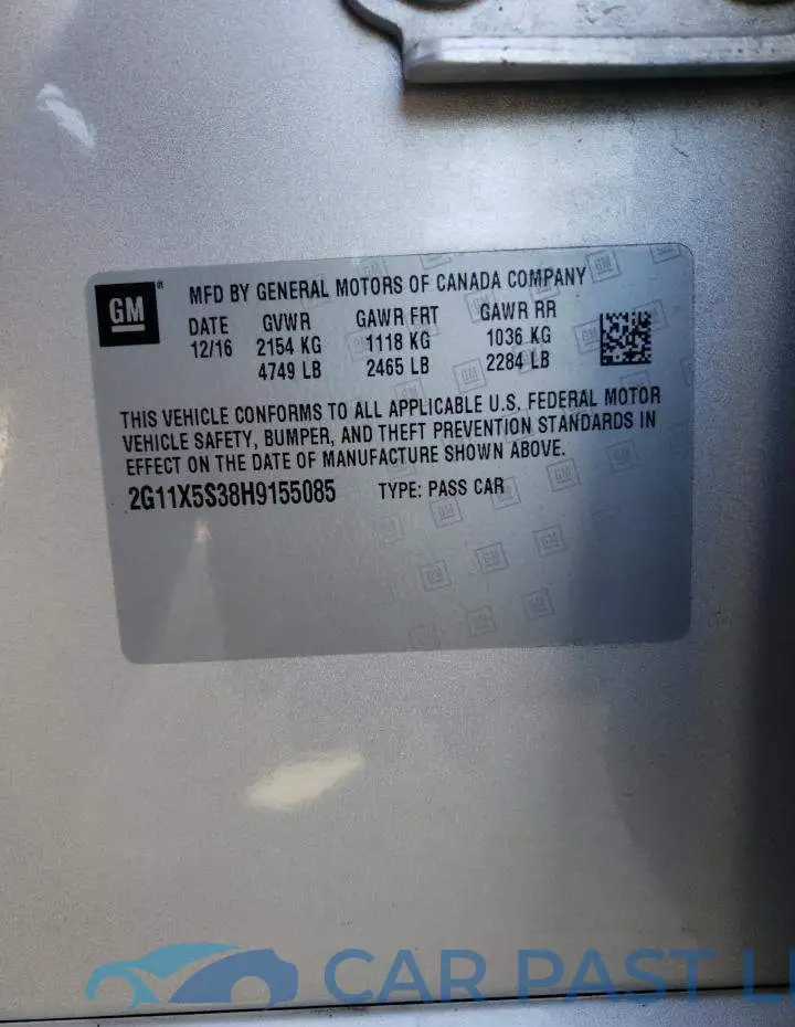 2G11X5S38H9155085# 10