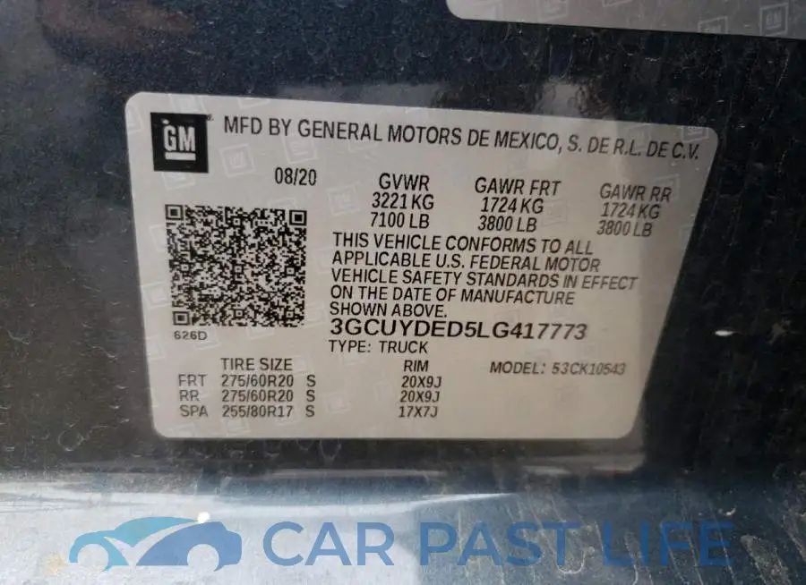 3GCUYDED5LG417773# 10
