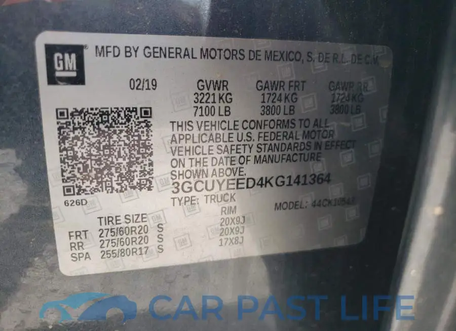 3GCUYEED4KG141364# 10
