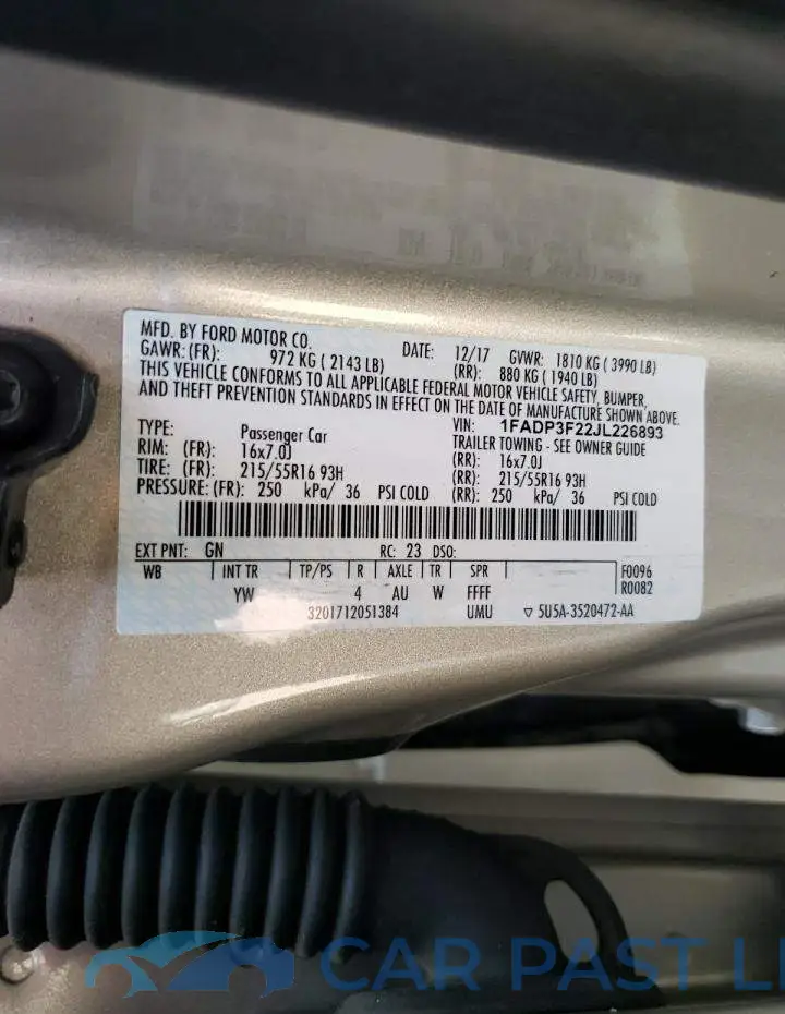 1FADP3F22JL226893# 10