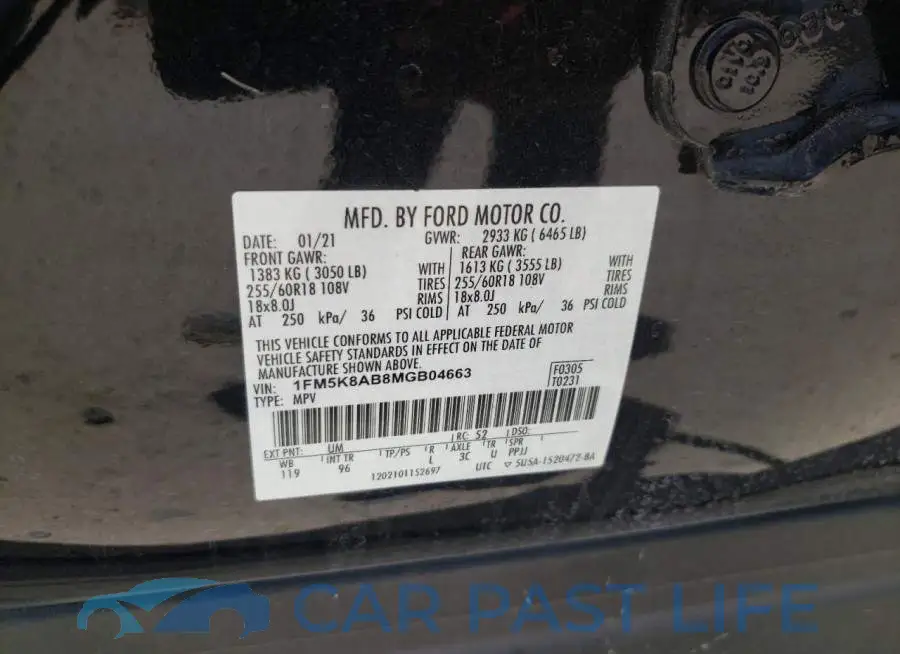 1FM5K8AB8MGB04663# 10