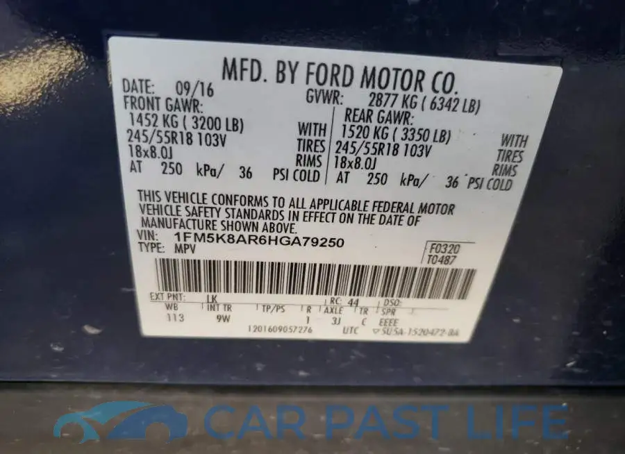 1FM5K8AR6HGA79250# 10