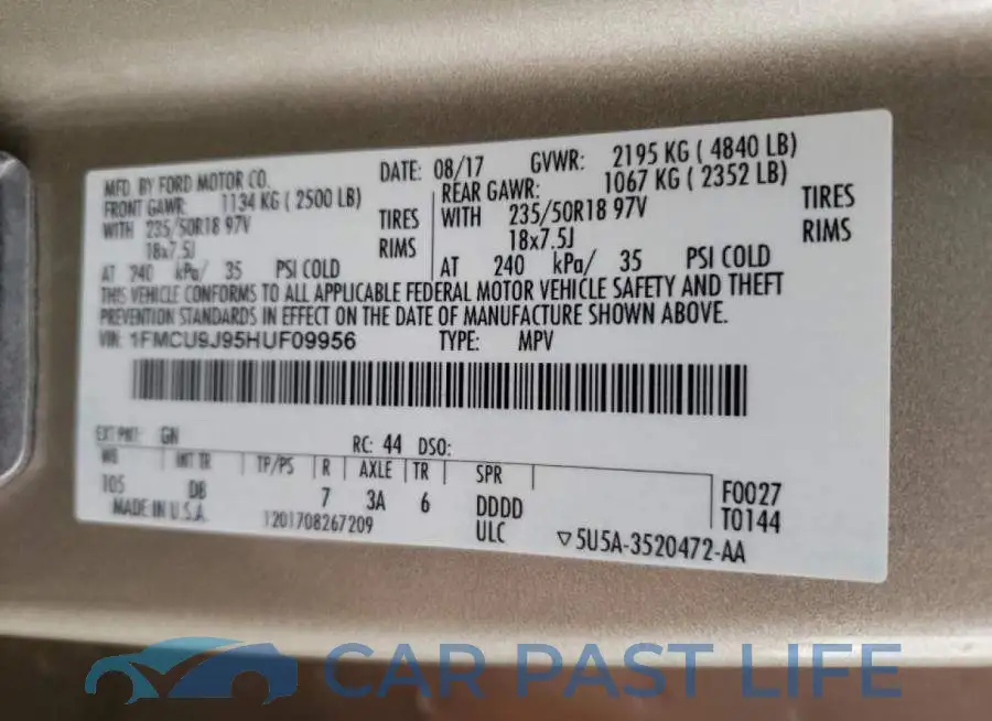 1FMCU9J95HUF09956# 10
