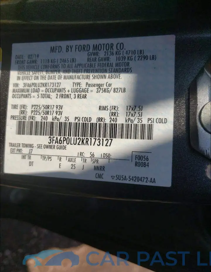 3FA6P0LU2KR173127# 10