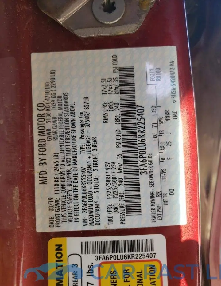 3FA6P0LU6KR225407# 10