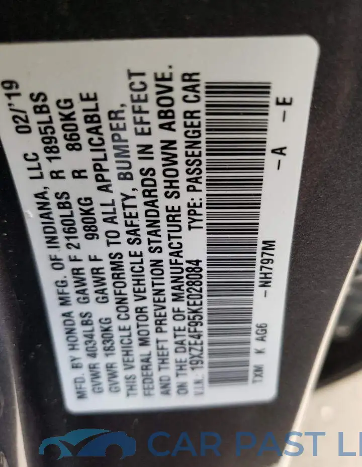 19XZE4F95KE028084# 10