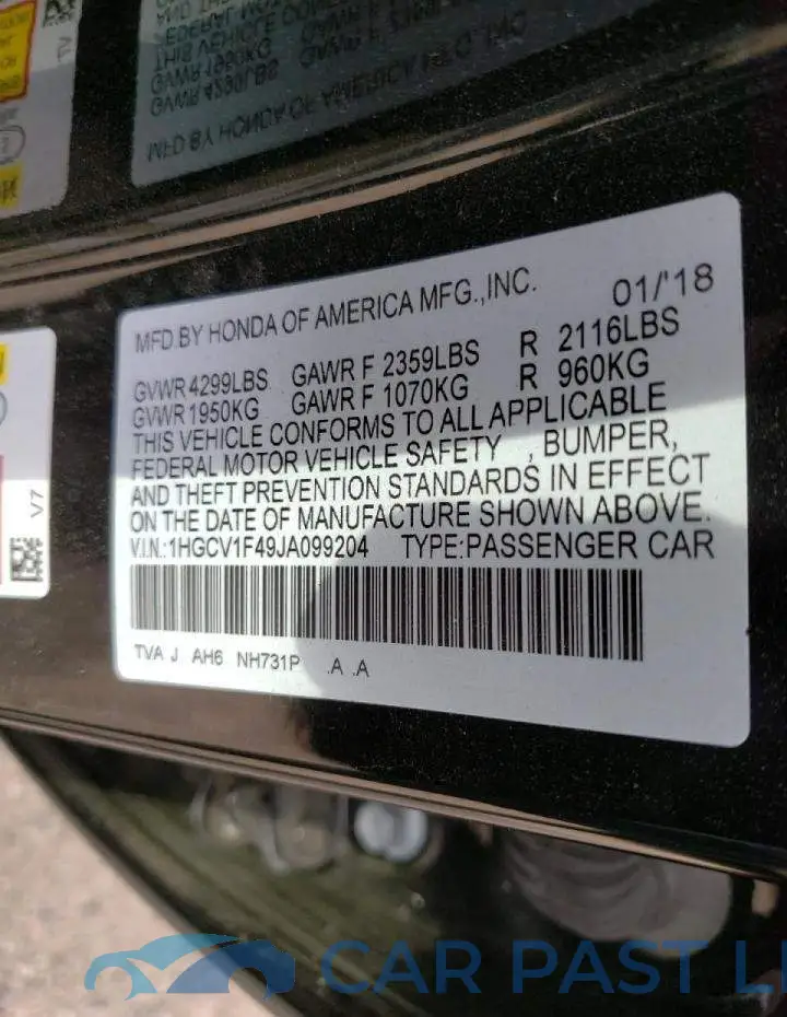 1HGCV1F49JA099204# 10