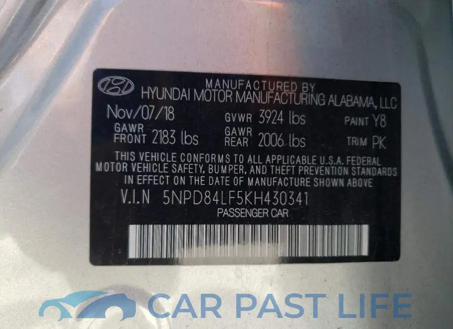5NPD84LF5KH430341# 10