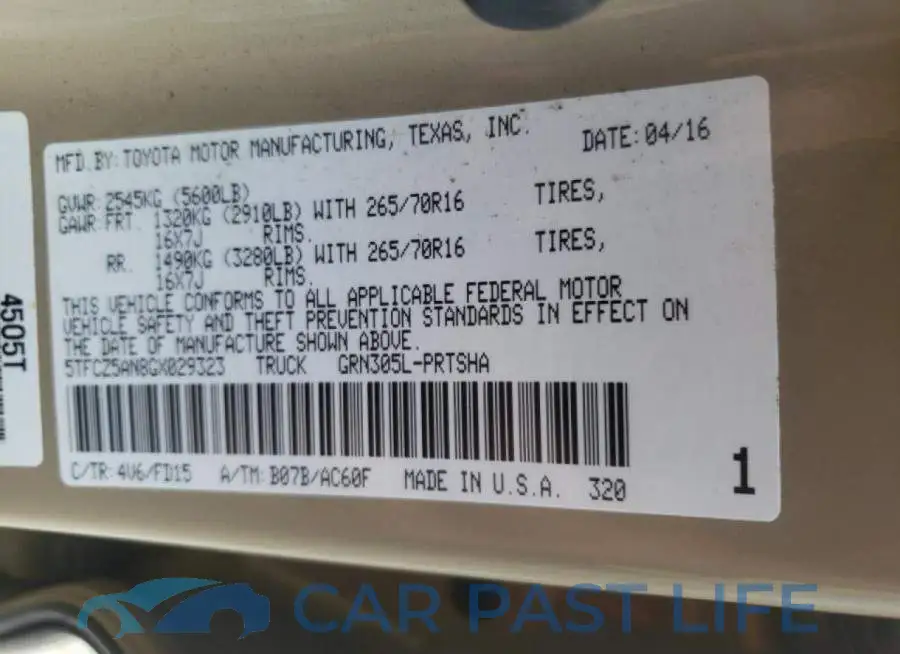 5TFCZ5AN8GX029323# 10