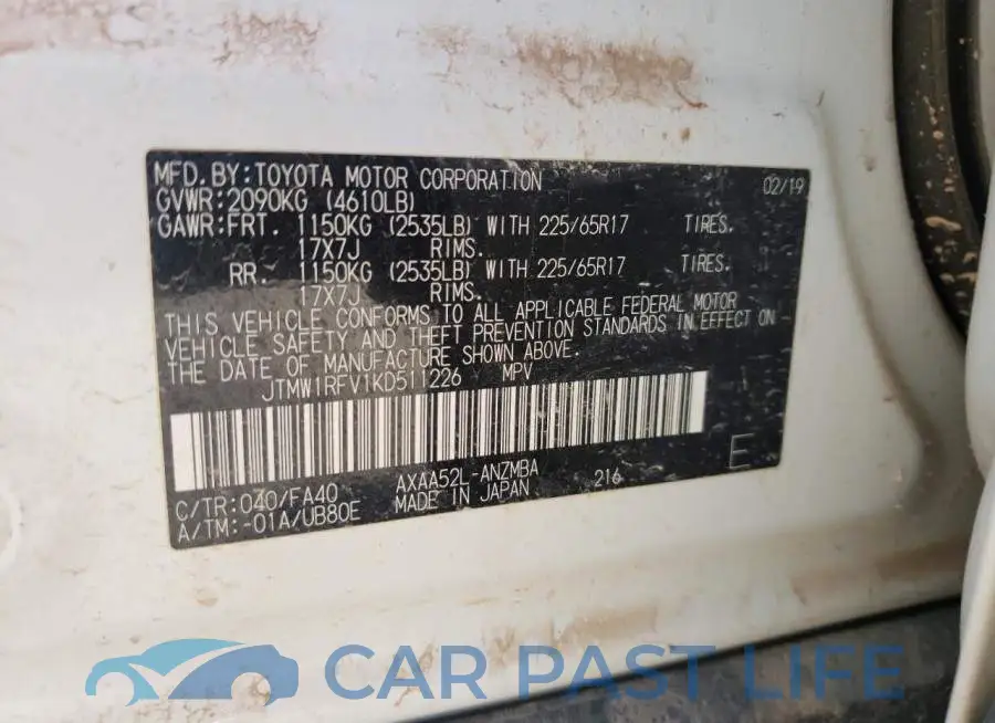 JTMW1RFV1KD511226# 10