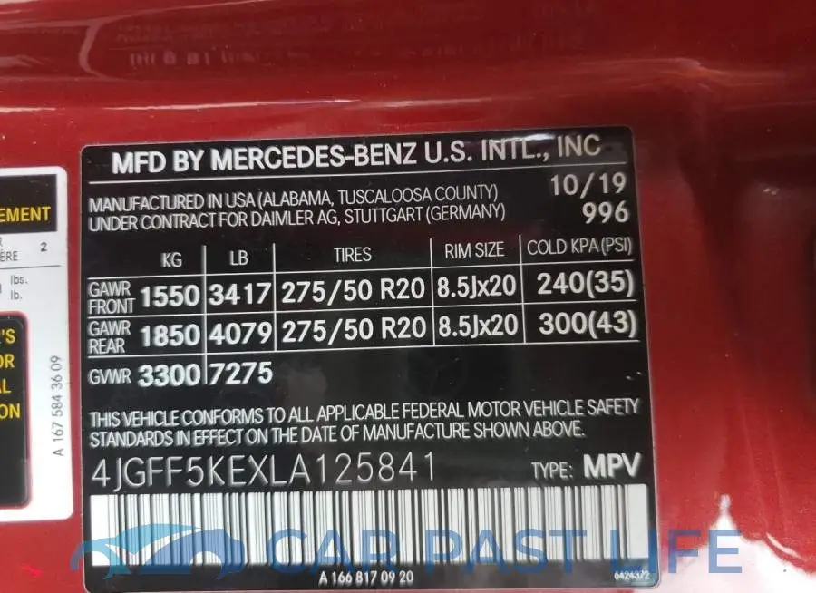 4JGFF5KEXLA125841# 10