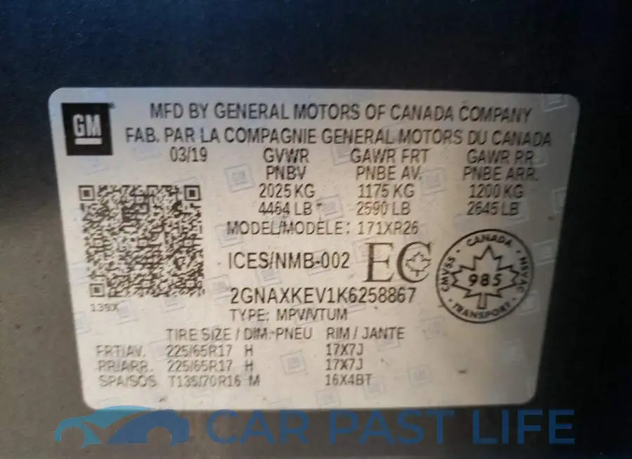 2GNAXKEV1K6258867# 10