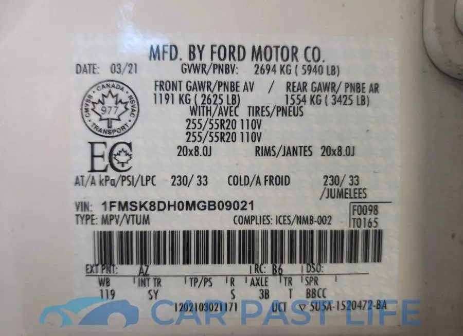 1FMSK8DH0MGB09021# 10