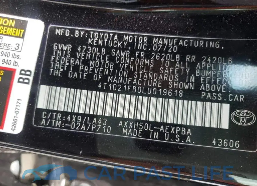 4T1D21FB0LU019618# 10