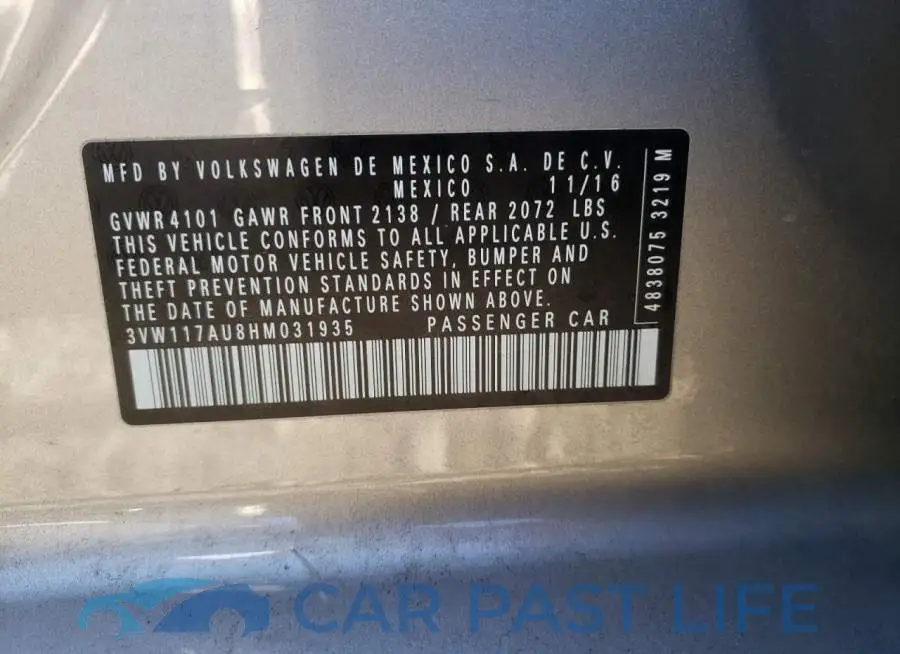 3VW117AU8HM031935# 10