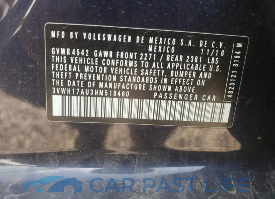 3VWH17AU3HM518460# 10