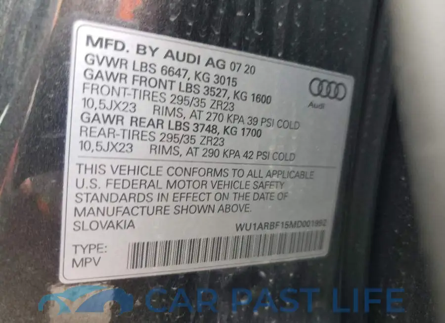 WU1ARBF15MD001992# 10