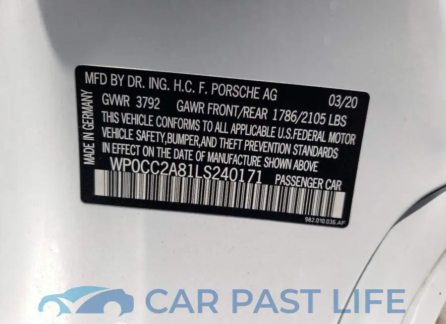 WP0CC2A81LS240171# 10