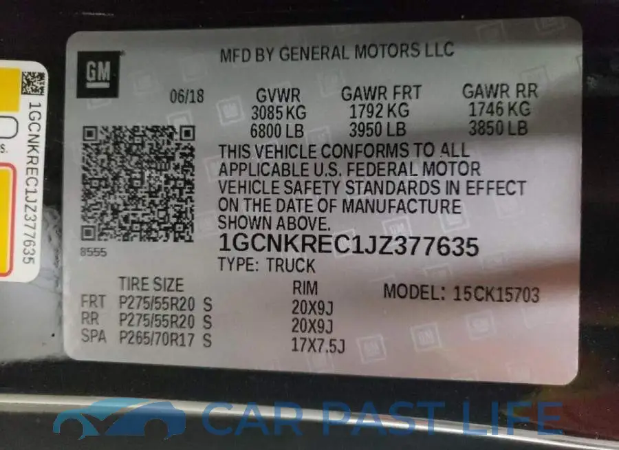 1GCNKREC1JZ377635# 10