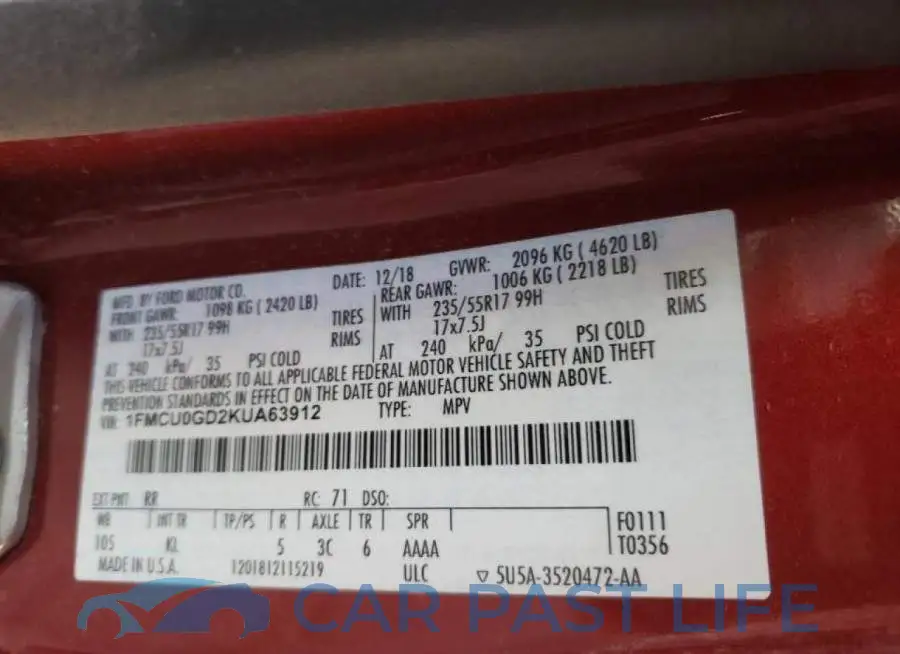 1FMCU0GD2KUA63912# 10