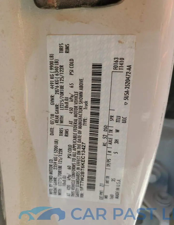 1FT7W2BT6KEC13427# 10
