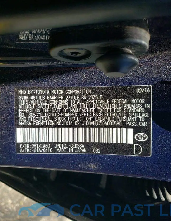 JTDBVRBD5GA000580# 10