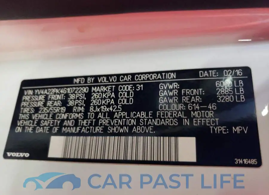 YV4A22PK4G1072290# 10