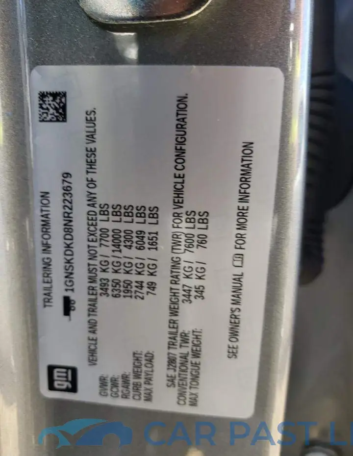 1GNSKDKD8NR223679# 10