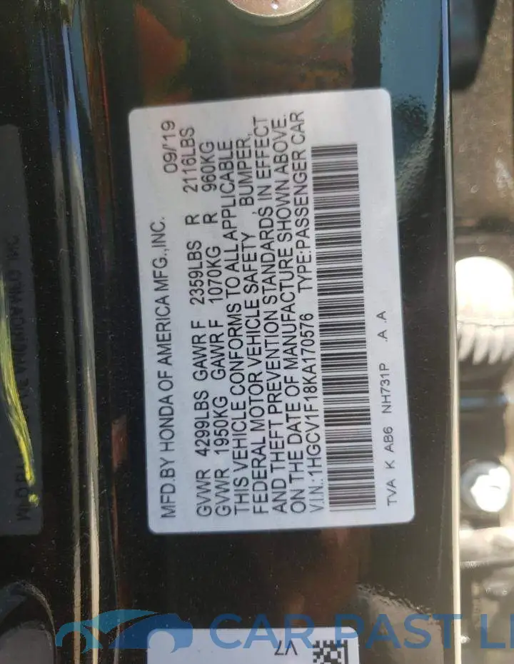 1HGCV1F18KA170576# 10