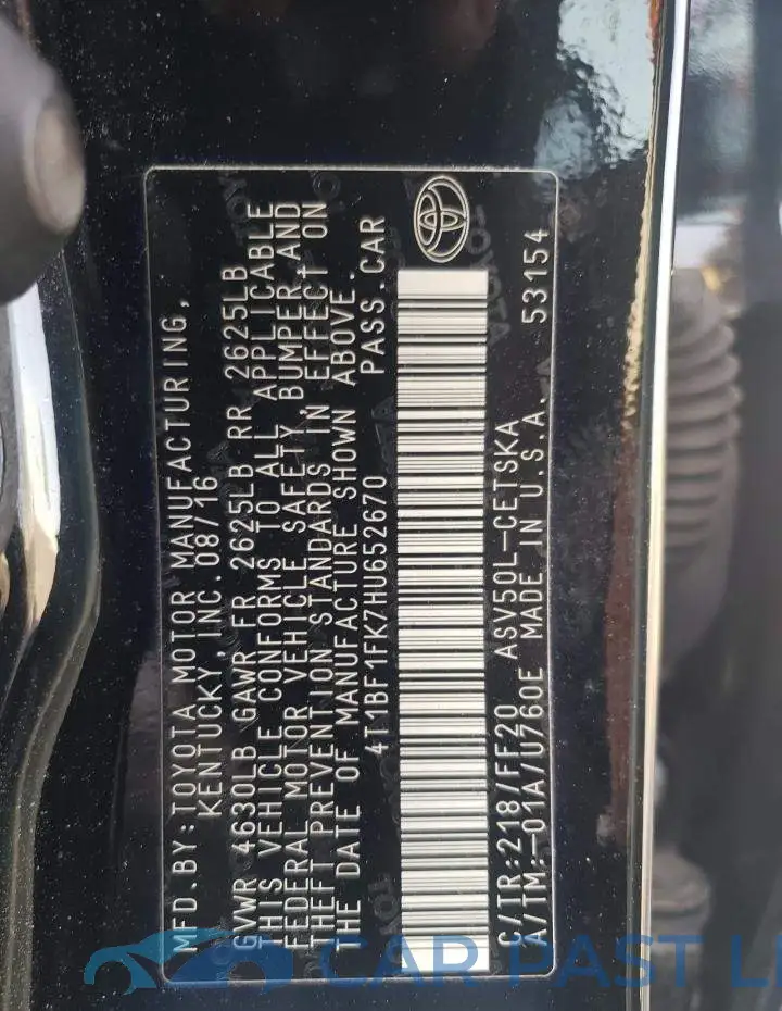 4T1BF1FK7HU652670# 10
