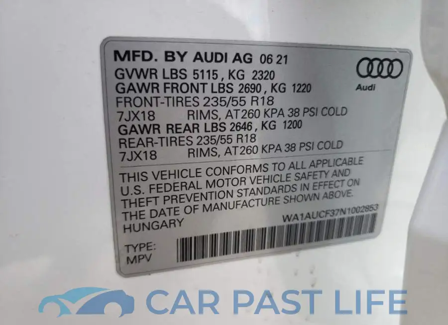 WA1AUCF37N1002853# 10