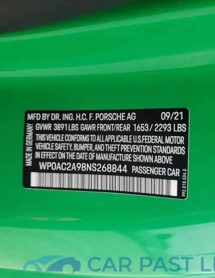 WP0AC2A98NS268844# 10