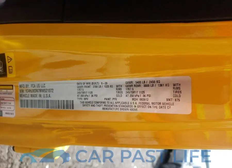 1C4HJXDN7MW521072# 10