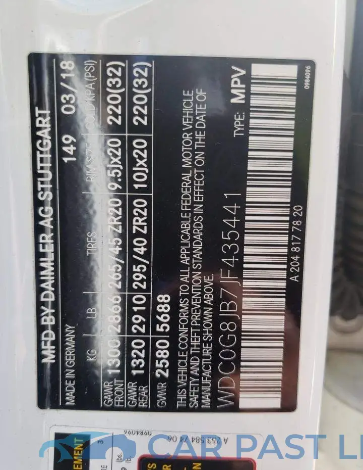 WDC0G8JB7JF435441# 10
