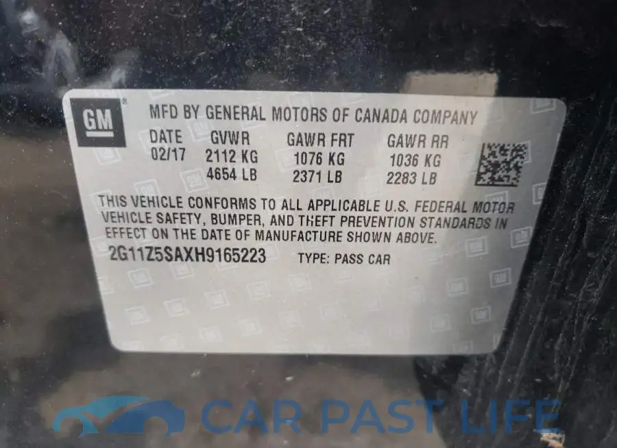 2G11Z5SAXH9165223# 10