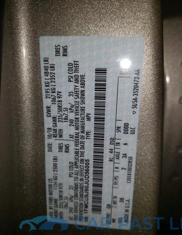 1FMCU9J90JUD56005# 10