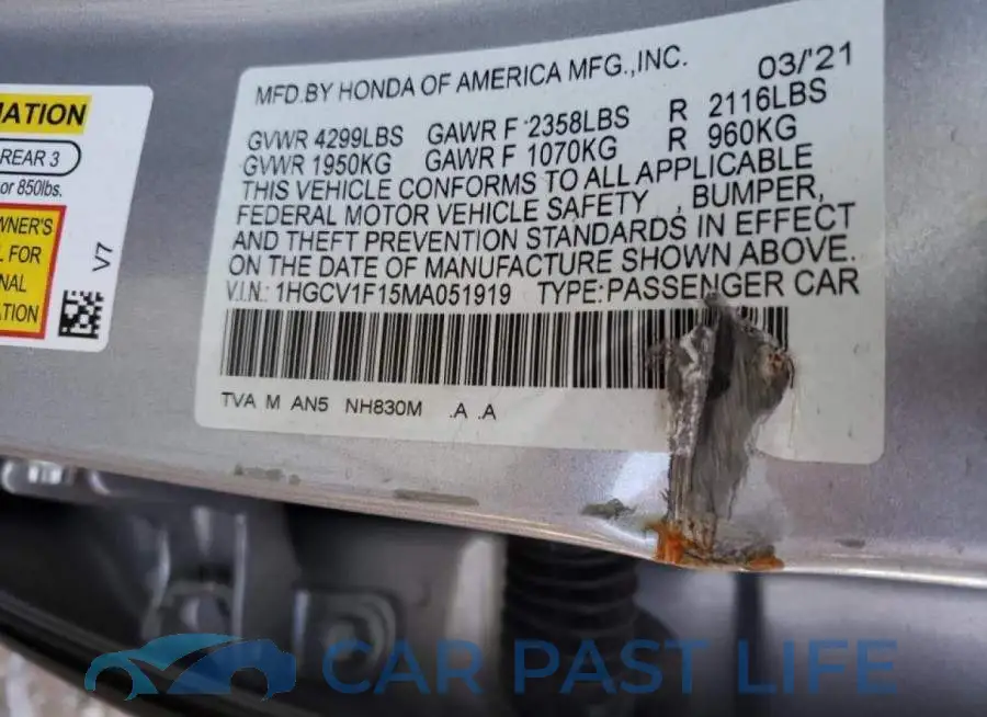 1HGCV1F15MA051919# 10