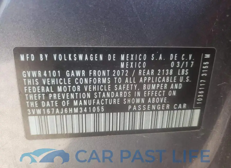 3VW167AJ6HM341055# 10