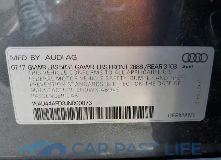WAU44AFD3JN000873# 10