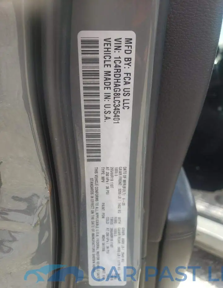1C4RDHAG8LC345401# 10